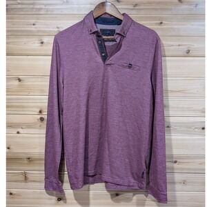 Ted Baker London Mens Long Sleeve Polo Shirt Burgundy Heathered Size 4 Medium